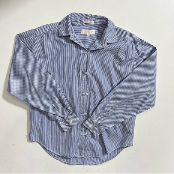 Vintage John Henry Striped Cotton Blue & White Button Down Shirt 10 - Picture 5 of 8